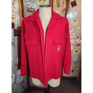 BSA Boy Scouts of America Men Red Button Up Wool Jacket Vintage 40